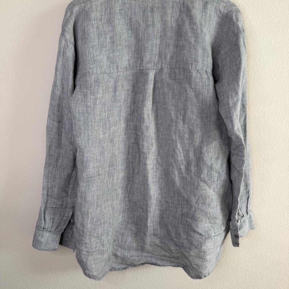 Eileen Fisher Organic Linen Button Down Shirt XS TP Classic Collar Quiet Luxury - Picture 10 of 10